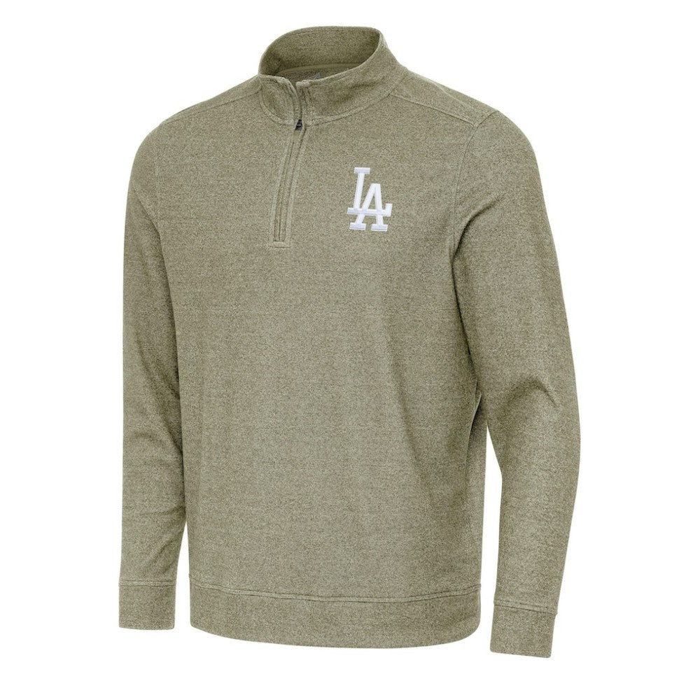 Los Angeles Dodgers Antigua Subtle Quarter-Zip Sweatshirt Heather Olive