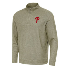 Philadelphia Phillies Antigua Subtle Quarter-Zip Sweatshirt Heather Olive