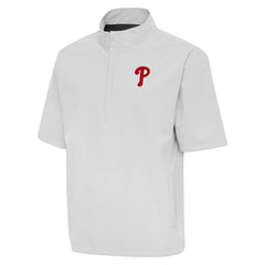 Philadelphia Phillies Antigua Brisk Quarter-Zip Wind Shirt Heather Gray