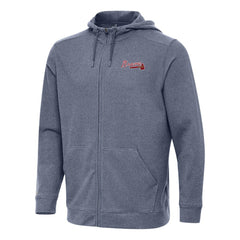 Atlanta Braves Antigua Effortless Full-Zip Hooded Jacket Heather Navy