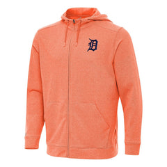 Detroit Tigers Antigua Effortless Full-Zip Hooded Jacket Heather Orange