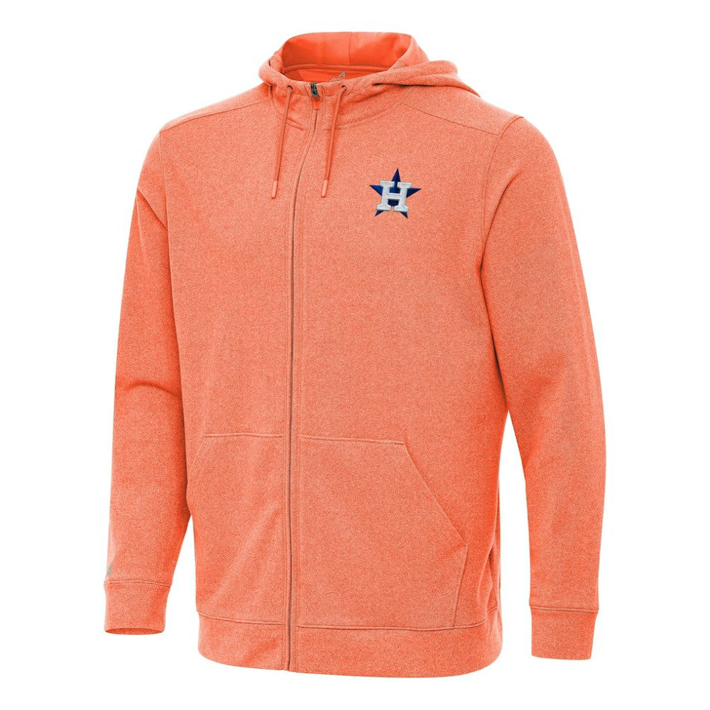 Houston Astros Antigua Effortless Full-Zip Hooded Jacket Heather Orange