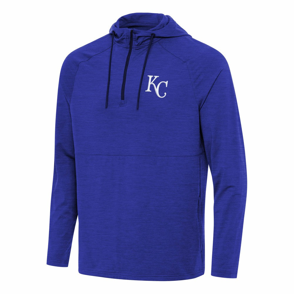 Kansas City Royals Antigua Spikes Quarter-Zip Pullover Hoodie Heather Royal