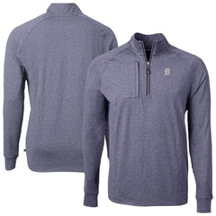 Detroit Tigers Cutter & Buck Adapt Eco Raglan Quarter-Zip Jacket Heather Navy