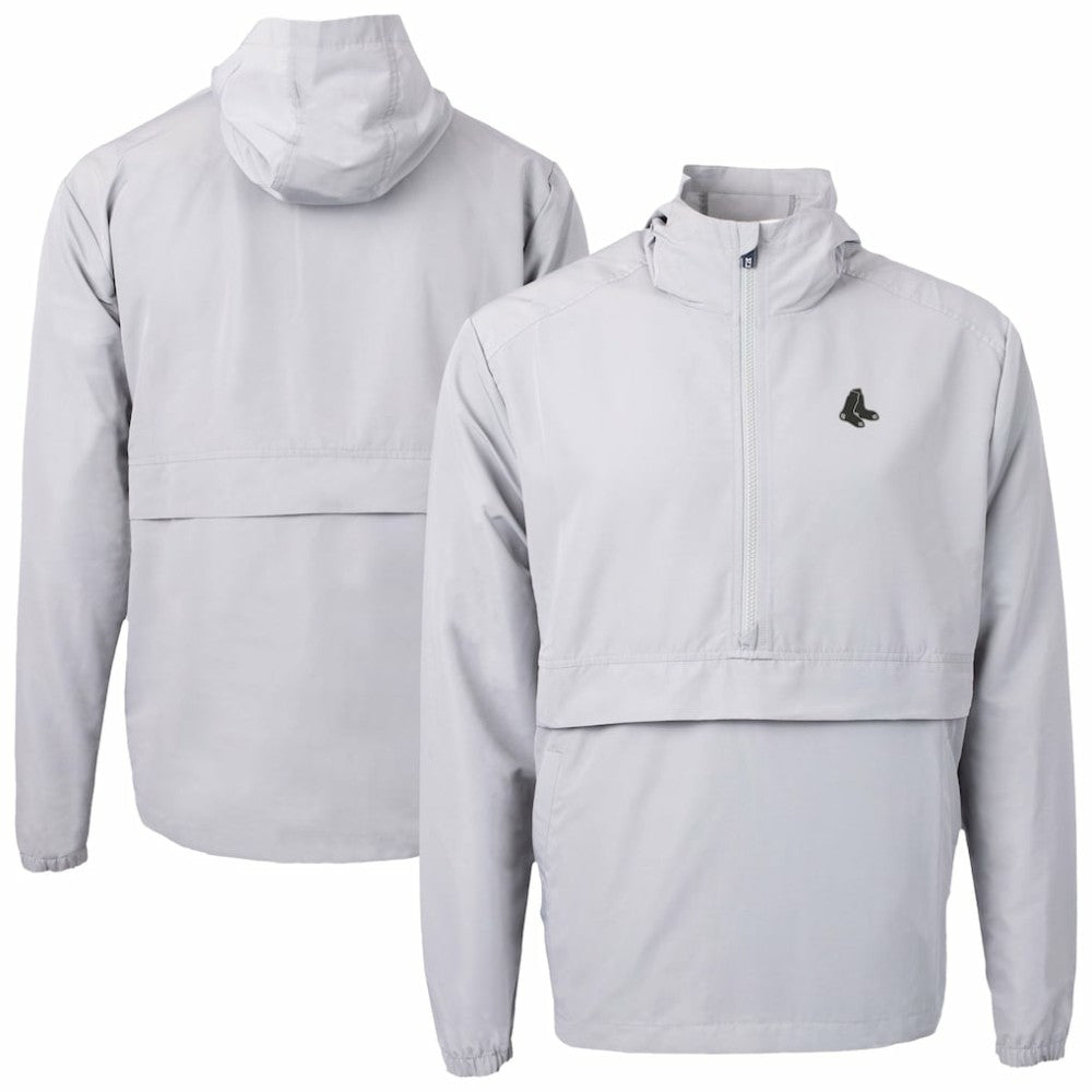 Boston Red Sox Cutter & Buck Charter Eco Recycled Anorak Half-Zip Hoodie Jacket Gray
