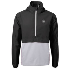 Chicago Cubs Cutter & Buck Charter Eco Recycled Anorak Half-Zip Hoodie Jacket Black/Gray