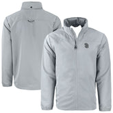 San Diego Padres Cutter & Buck Charter Eco Recycled Full-Zip Hoodie Jacket Gray