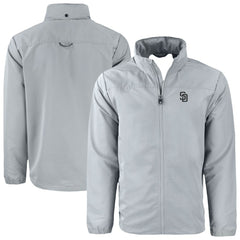 San Diego Padres Cutter & Buck Charter Eco Recycled Full-Zip Hoodie Jacket Gray