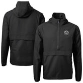 New York Mets Cutter & Buck Charter Eco Recycled Anorak Half-Zip Hoodie Jacket Black
