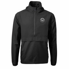 New York Mets Cutter & Buck Charter Eco Recycled Anorak Half-Zip Hoodie Jacket Black