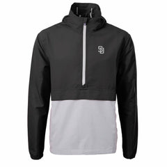 San Diego Padres Cutter & Buck Charter Eco Recycled Anorak Half-Zip Hoodie Jacket Black