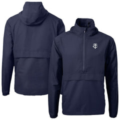 Minnesota Twins Cutter & Buck Charter Eco Recycled Anorak Half-Zip Hoodie Jacket Navy