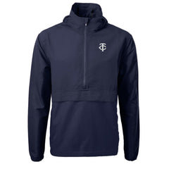 Minnesota Twins Cutter & Buck Charter Eco Recycled Anorak Half-Zip Hoodie Jacket Navy