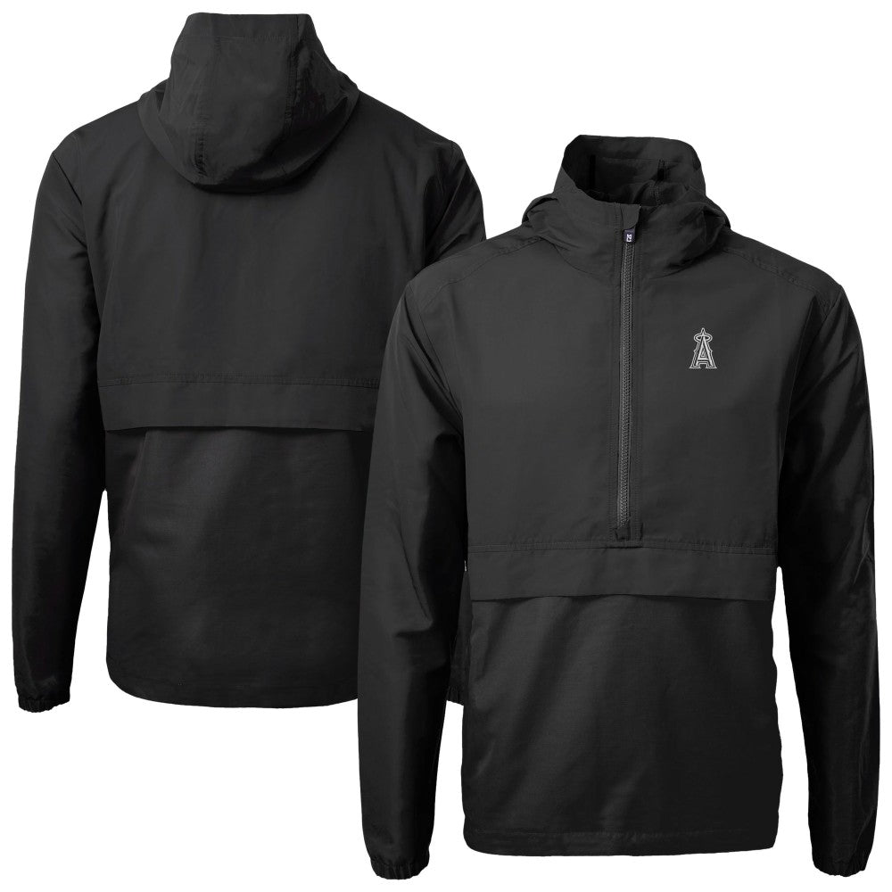 Los Angeles Angels Cutter & Buck Charter Eco Recycled Anorak Half-Zip Hoodie Jacket Black