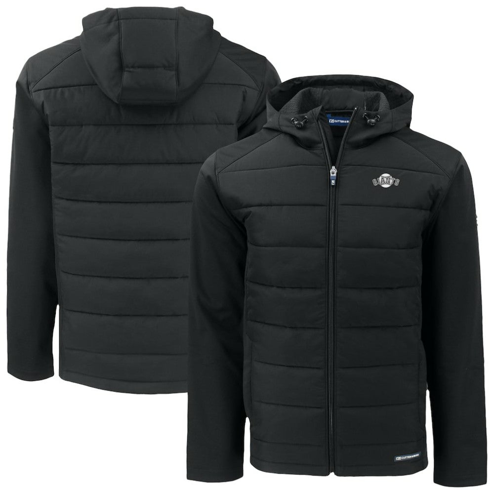 San Francisco Giants Cutter & Buck Evoke Hybrid Eco Softshell Recycled Full-Zip Hooded Jacket Black
