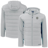 Milwaukee Brewers Cutter & Buck Evoke Hybrid Eco Softshell Recycled Full-Zip Hooded Jacket Gray