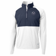 New York Mets Cutter & Buck Adapt Eco Hybrid Raglan DryTec Quarter-Zip Jacket White