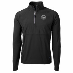 New York Mets Cutter & Buck Adapt Eco Hybrid Raglan DryTec Quarter-Zip Jacket Black