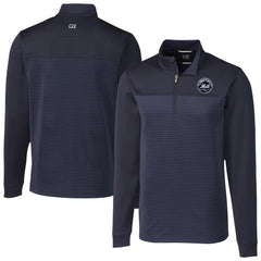 New York Mets Cutter & Buck Traverse Eco Stripe Tri-Blend DryTec Quarter-Zip Jacket Navy