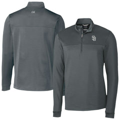 San Diego Padres Cutter & Buck Traverse Eco Stripe Tri-Blend DryTec Quarter-Zip Jacket Gray