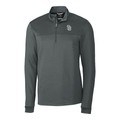San Diego Padres Cutter & Buck Traverse Eco Stripe Tri-Blend DryTec Quarter-Zip Jacket Gray