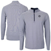 Seattle Mariners Cutter & Buck Virtue Eco Pique Micro Stripe Quarter-Zip Jacket Navy