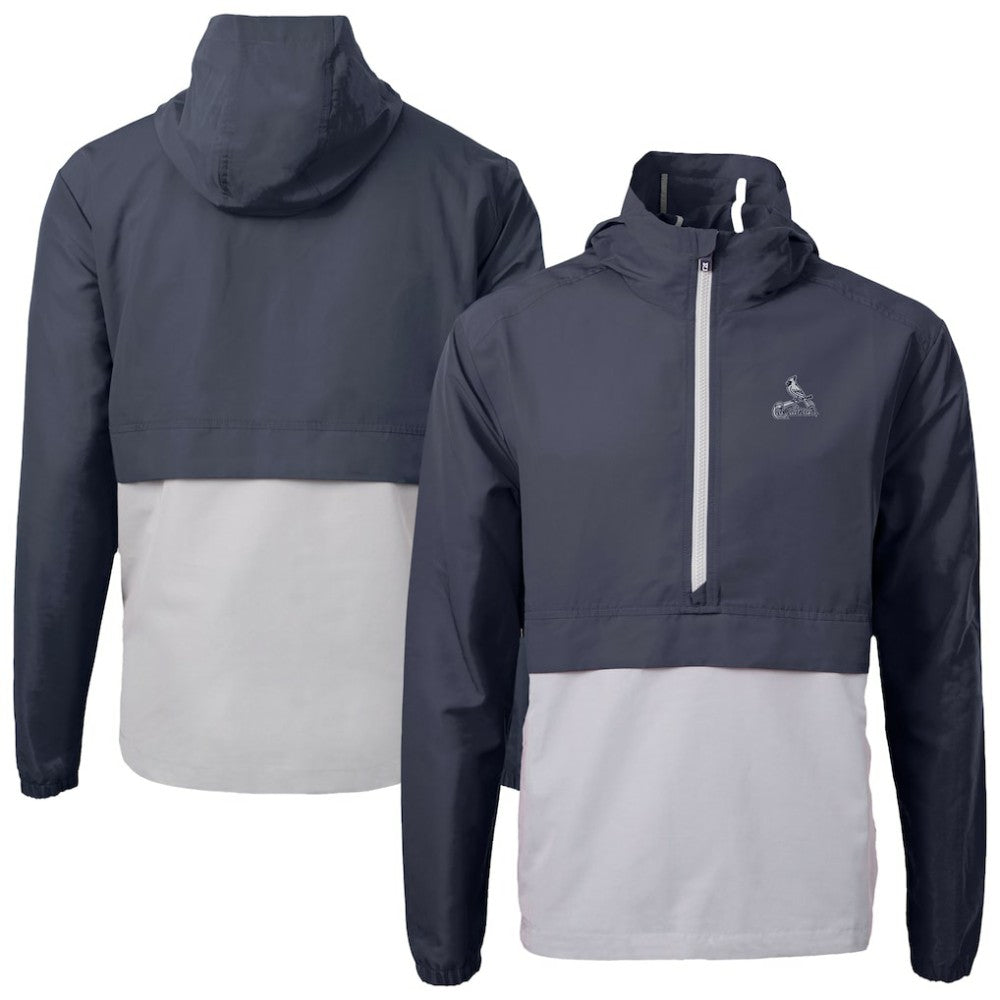 St. Louis Cardinals Cutter & Buck Charter Eco Recycled Anorak Half-Zip Hoodie Jacket Navy