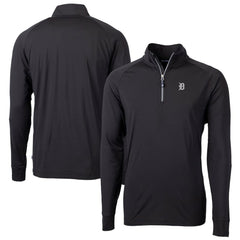Detroit Tigers Cutter & Buck Big & Tall Adapt Eco DryTec Raglan Quarter-Zip Jacket Black