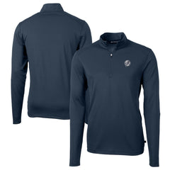 New York Yankees Cutter & Buck Big & Tall Virtue Eco Pique Quarter-Zip Jacket Navy