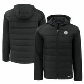 Milwaukee Brewers Cutter & Buck Big & Tall Evoke Hybrid Eco Softshell Recycled Full-Zip Hooded PrimaLoft Jacket Black
