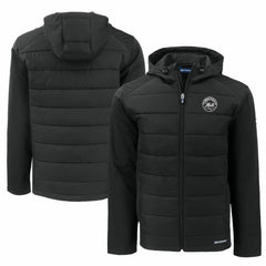 New York Mets Cutter & Buck Big & Tall Evoke Hybrid Eco Softshell Recycled Full-Zip Hooded PrimaLoft Jacket Black