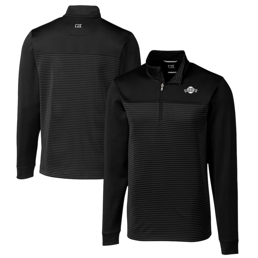 San Francisco Giants Cutter & Buck Big & Tall Traverse Stretch Stripe Eco Tri-Blend Quarter-Zip Top Black