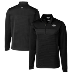 San Francisco Giants Cutter & Buck Big & Tall Traverse Stretch Stripe Eco Tri-Blend Quarter-Zip Top Black