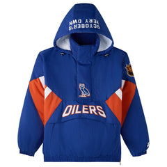 Edmonton Oilers OVO x Starter Half-Zip Hooded Jacket Royal
