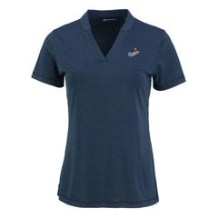 Los Angeles Dodgers Cutter & Buck Women's Forge Stretch Blade DryTec V-Neck Polo Heather Navy