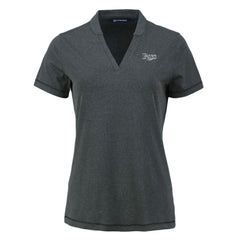 Tampa Bay Rays Cutter & Buck Women's Forge Stretch Blade DryTec V-Neck Polo Heather Black