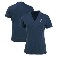 Philadelphia Phillies Cutter & Buck Women's Forge Stretch Blade DryTec V-Neck Polo Heather Navy