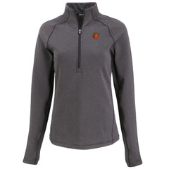 Baltimore Orioles Cutter & Buck Women's Peshastin Eco Fleece Recycled Raglan Half-Zip Top Heather Black