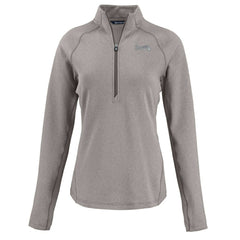 Atlanta Braves Cutter & Buck Women's Peshastin Eco Fleece Recycled Raglan Half-Zip Top Heather Gray