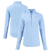 Kansas City Royals Cutter & Buck Women's Peshastin Eco Fleece Recycled Raglan Half-Zip Top Heather Light Blue