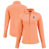 New York Mets Cutter & Buck Women's Peshastin Eco Fleece Recycled Raglan Half-Zip Top Heather Orange