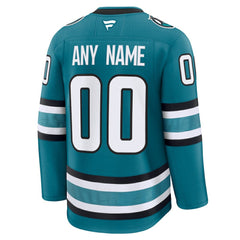 San Jose Sharks Fanatics Home Premium Custom Jersey Teal