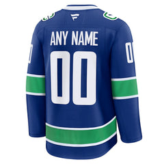 Vancouver Canucks Fanatics Home Premium Custom Jersey Blue