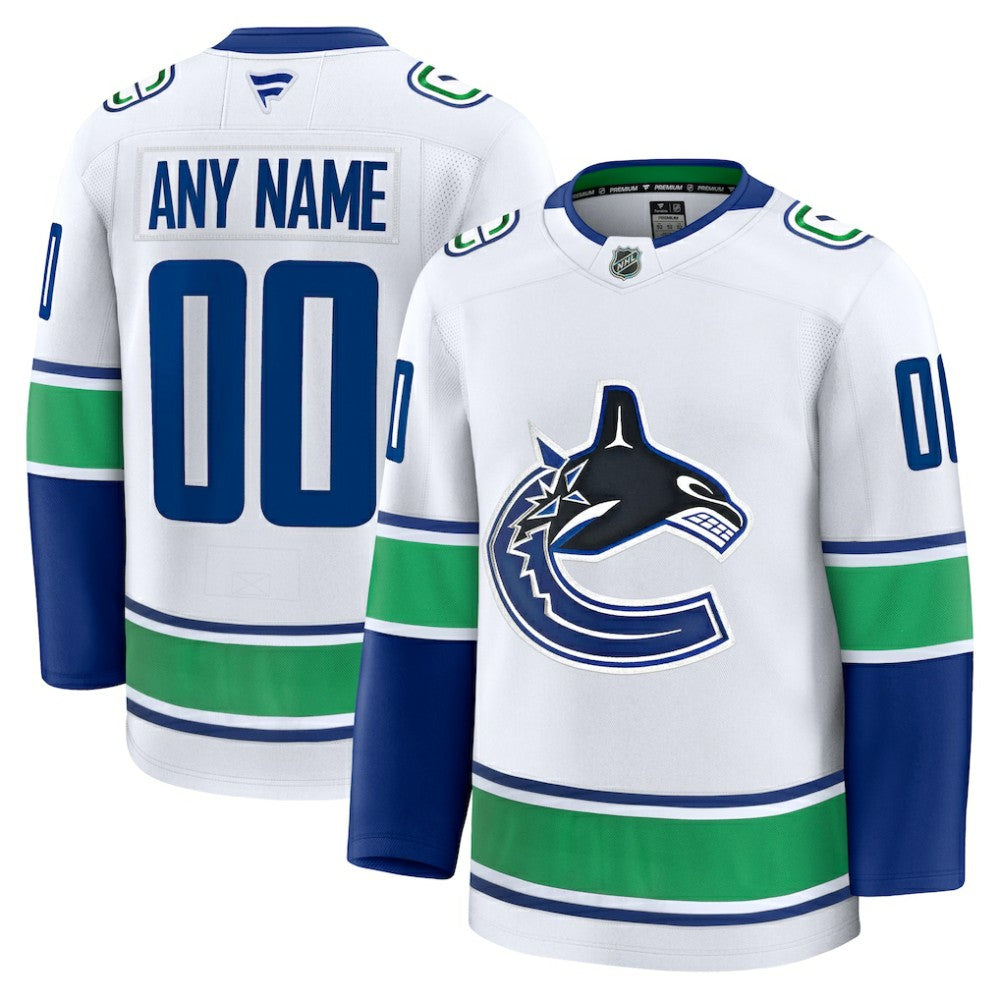 Vancouver Canucks Fanatics Away Premium Custom Jersey White