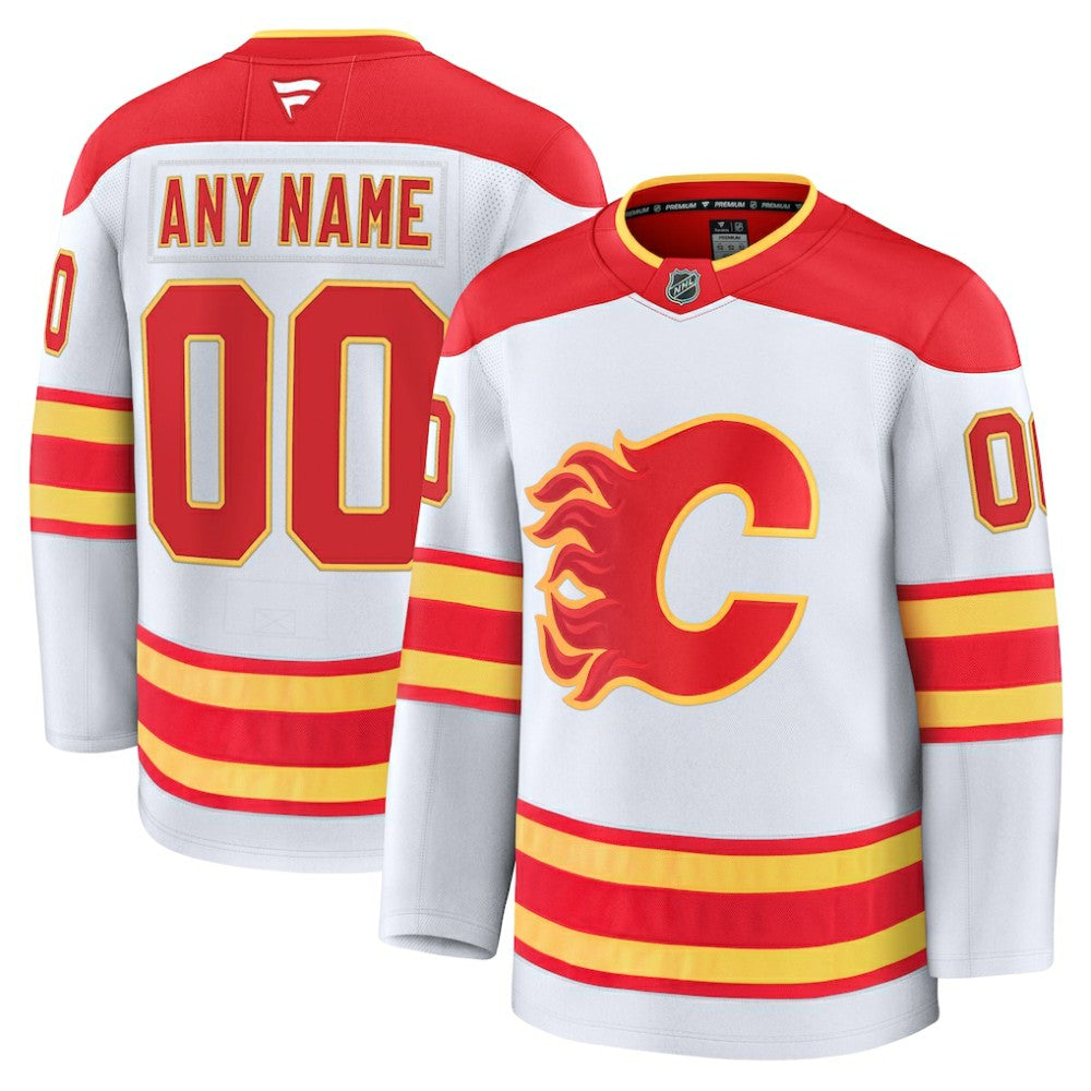 Calgary Flames Fanatics Away Premium Custom Jersey White