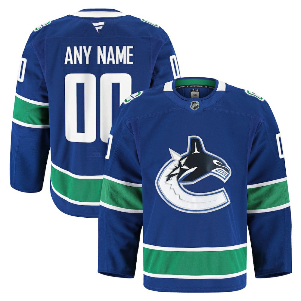Vancouver Canucks Fanatics Home Authentic Pro Custom Jersey Blue