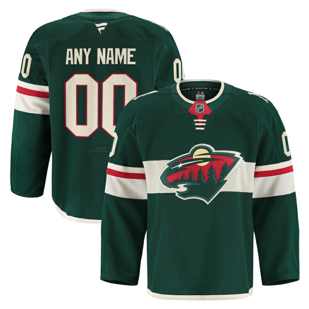 Minnesota Wild Fanatics Home Authentic Pro Custom Jersey Green