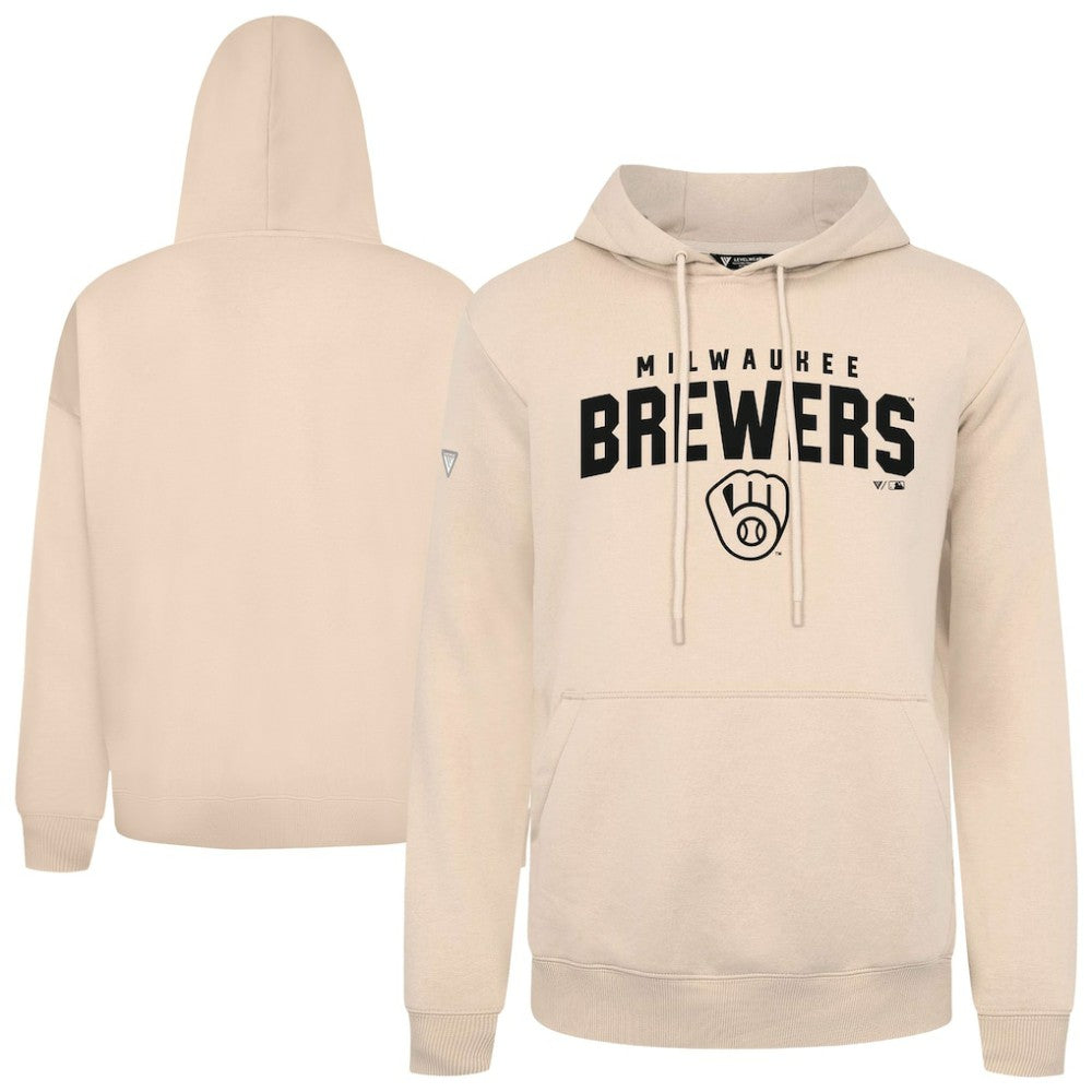 Milwaukee Brewers Levelwear Podium Team Arch Pullover Hoodie Khaki