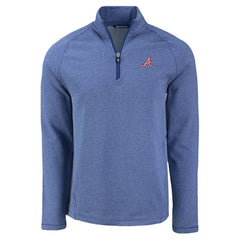 Atlanta Braves Cutter & Buck Peshastin Eco Fleece Recycled Raglan Quarter-Zip Top Heather Blue