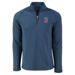 Boston Red Sox Cutter & Buck Peshastin Eco Fleece Recycled Raglan Quarter-Zip Top Heather Navy